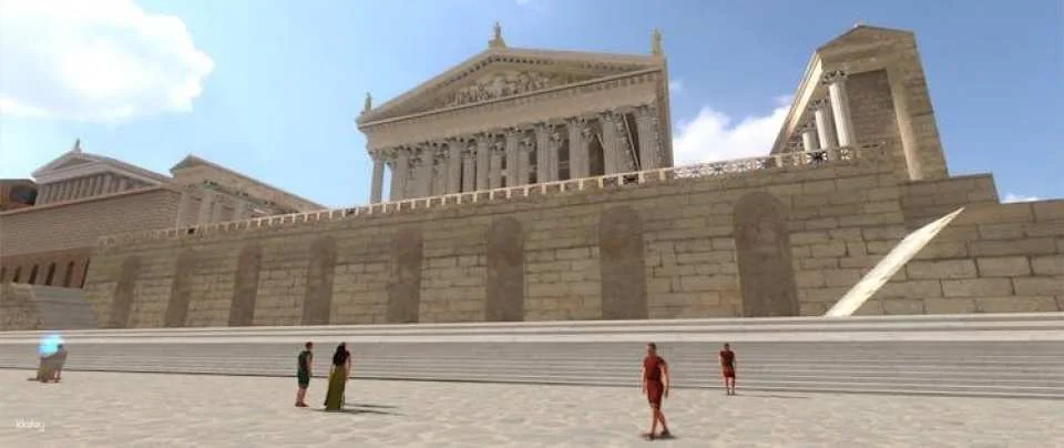 Outside Colosseum virtual reality experience with audio guide