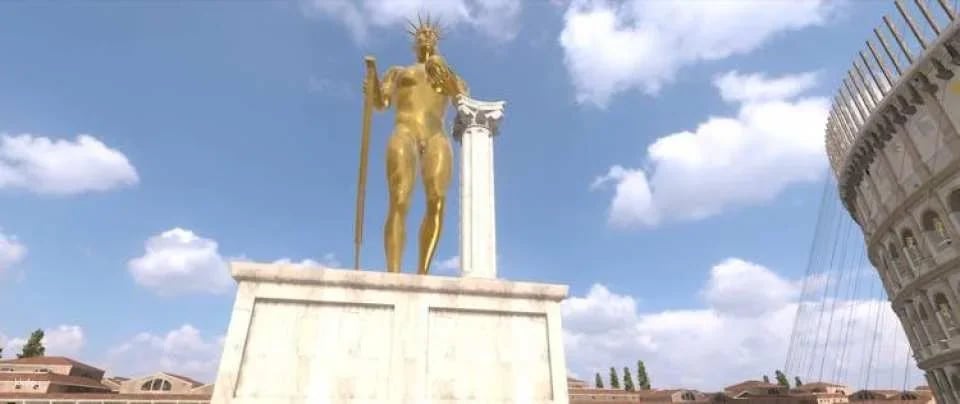 Outside Colosseum virtual reality experience with audio guide
