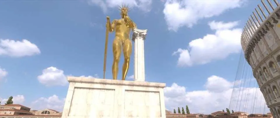 Outside Colosseum virtual reality experience with audio guide