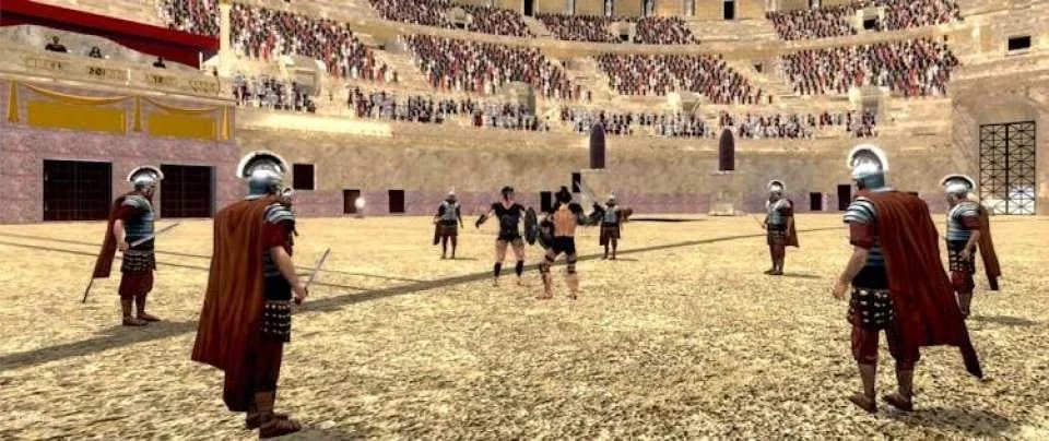 Outside Colosseum virtual reality experience with audio guide