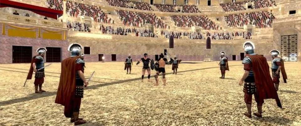 Outside Colosseum virtual reality experience with audio guide