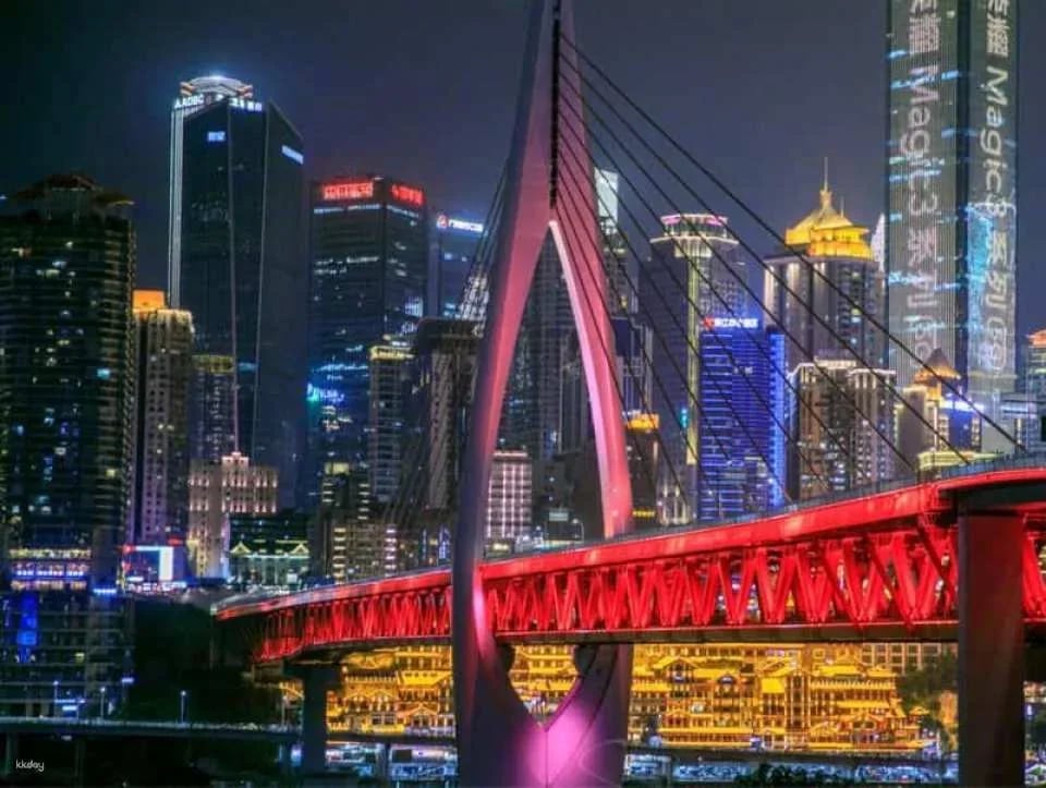 Chongqing Two Rivers and Four Banks Immersive Night Tour: Two Rivers Cruise + Xiahaoli + Night View by Car + Door-to-Door Pickup and Drop-off