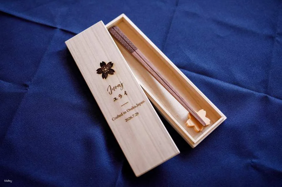 Osaka Machiya-Style Japanese Room Chopstick Making Experience: Engraving Service, Paulownia Box, and Furoshiki