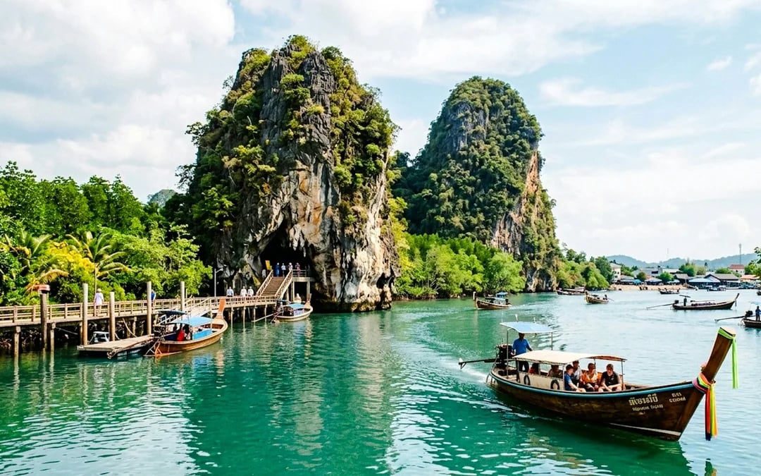 Krabi Sunset Long-Tail Boat to Khao Khanap Nam Cave and Night Market Food Tasting Tour Image 2