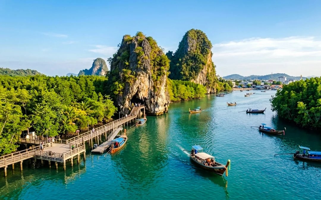 Krabi Sunset Long-Tail Boat to Khao Khanap Nam Cave and Night Market Food Tasting Tour Image 5