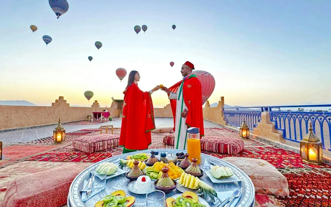 Marrakech Sunrise Hot Air Balloon Flight with Luxury Rooftop Breakfast Image 1