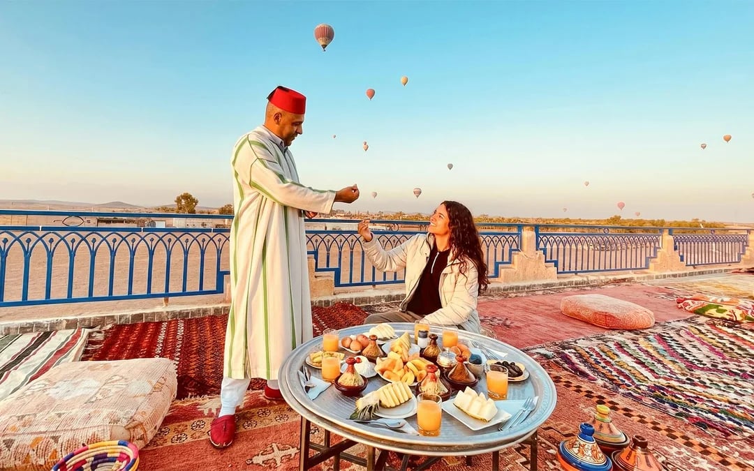 Marrakech Sunrise Hot Air Balloon Flight with Luxury Rooftop Breakfast Image 9