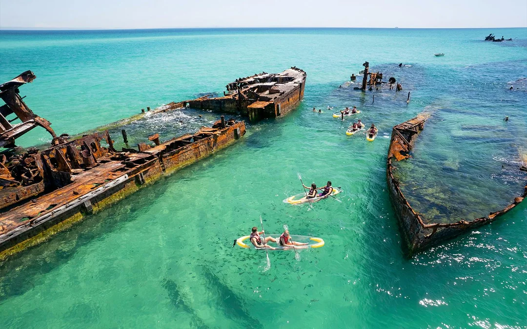 Moreton Island: Tangalooma Wrecks Snorkel, Clear Kayak, & 4WD Desert Tour with Lunch Image 1