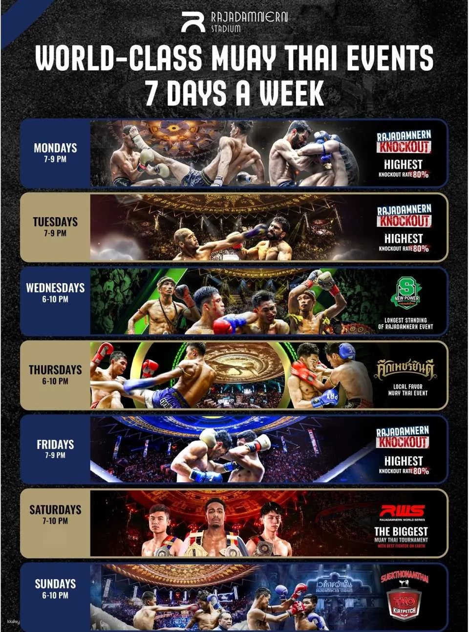 Muay Thai Boxing Match at Rajadamnern - Lumpinee - World Siam Stadium Bangkok | Thailand
