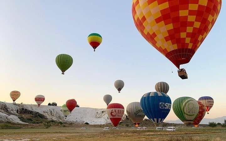 Pamukkale Hot Air Balloon Flight Over Travertines and Hierapolis with Hotel Transfers and Flight Certificate Image 1