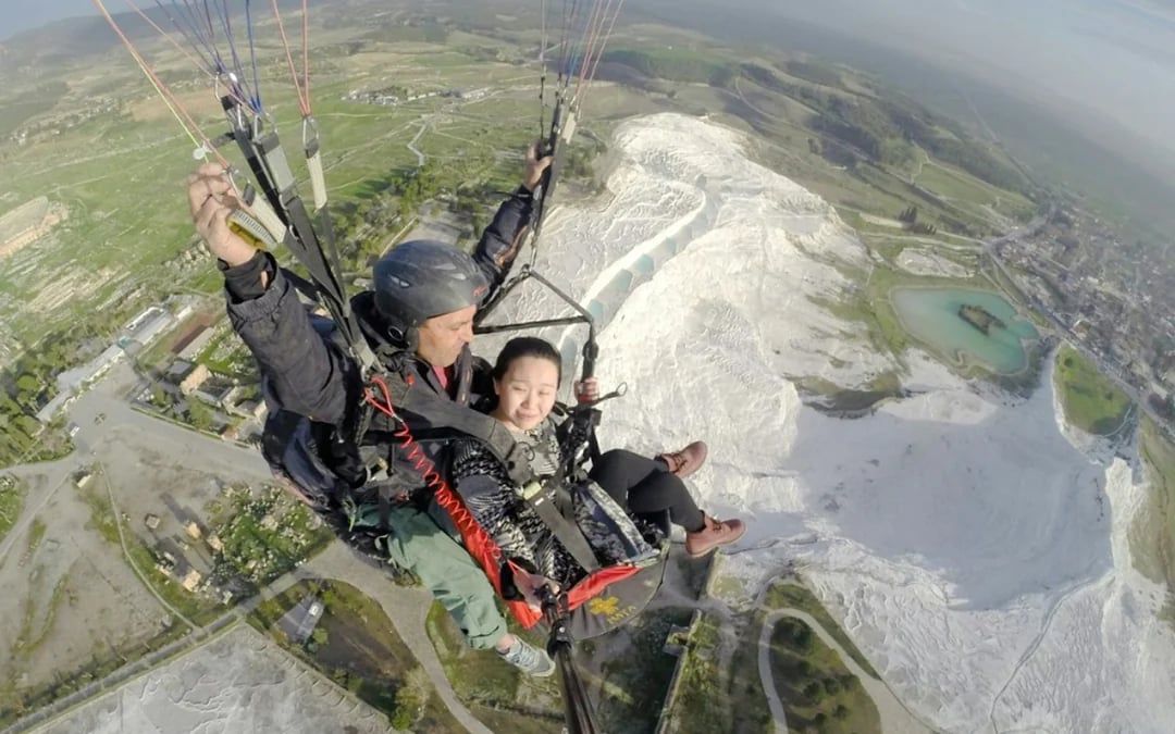 Pamukkale: Tandem Paragliding Flight Over Travertines & Hierapolis With Hotel Transfers Image 3