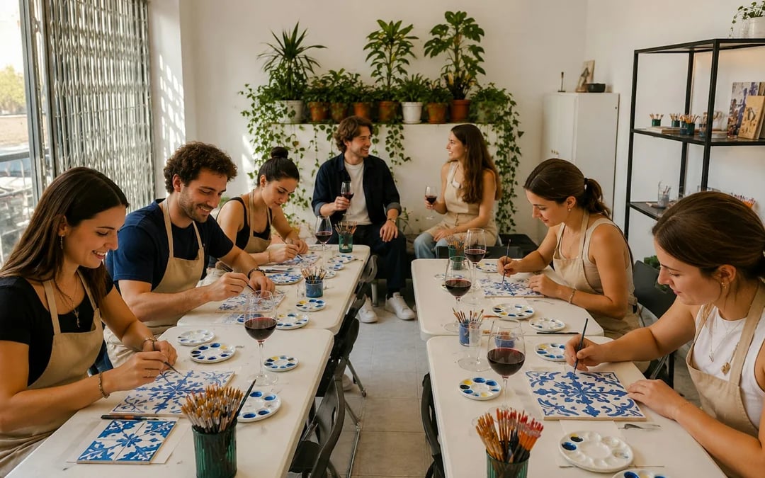 Porto Azulejo Tile Painting Workshop with Port Wine Image 4