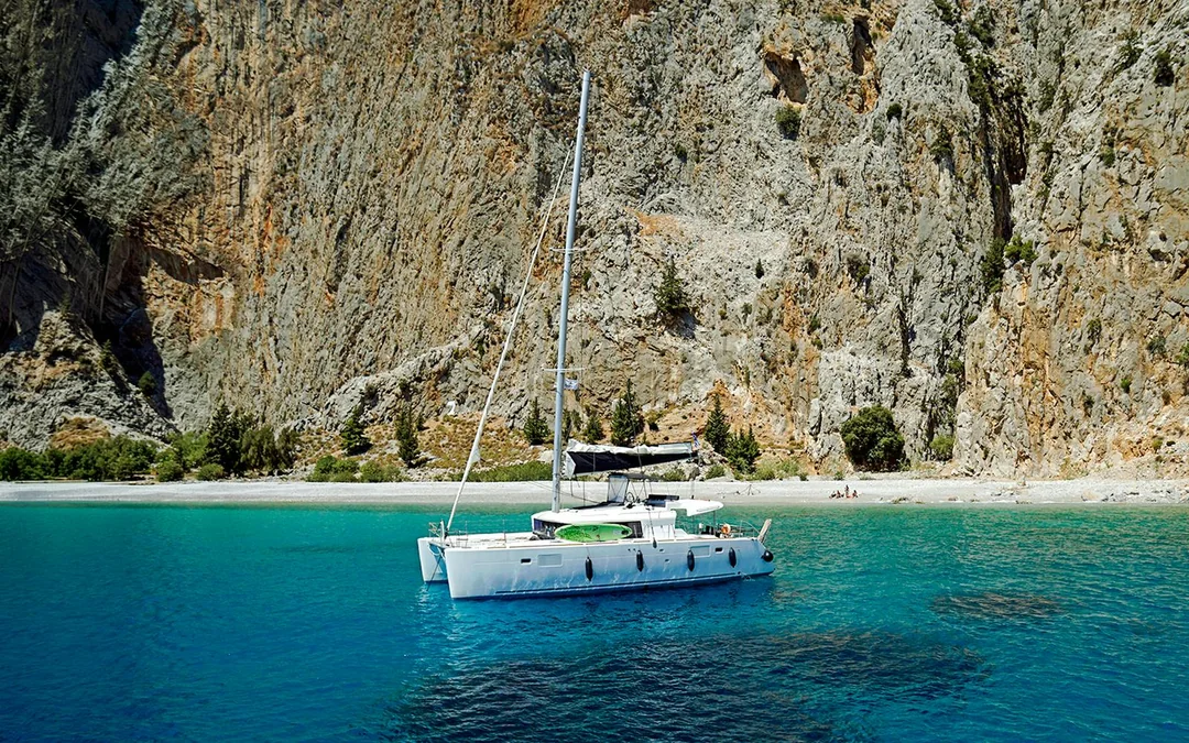 Rhodes: All-Inclusive 3-Hour Catamaran Cruise to Anthony Quinn, Ladiko & Caves Image 1