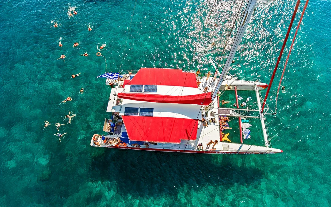 Santorini Catamaran Cruise with Greek BBQ & Drinks Image 2