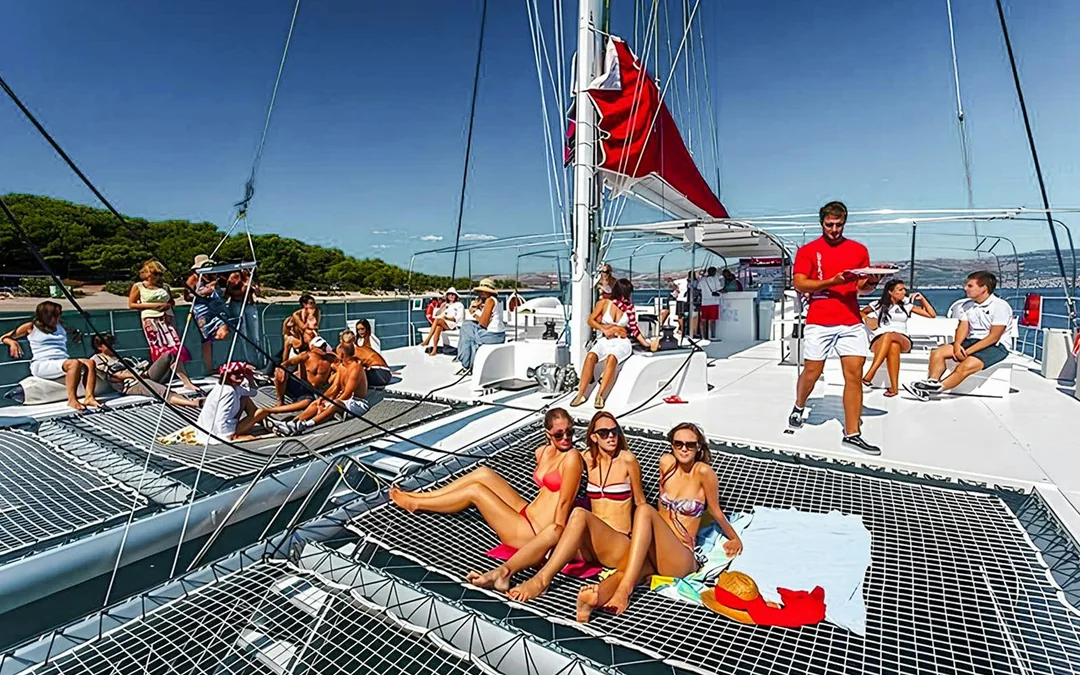 Santorini Catamaran Cruise with Greek BBQ & Drinks Image 4