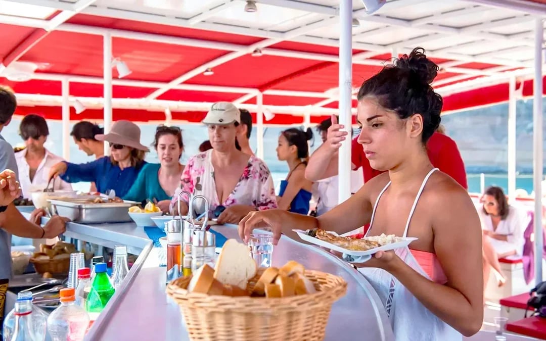 Santorini Catamaran Cruise with Greek BBQ & Drinks Image 6