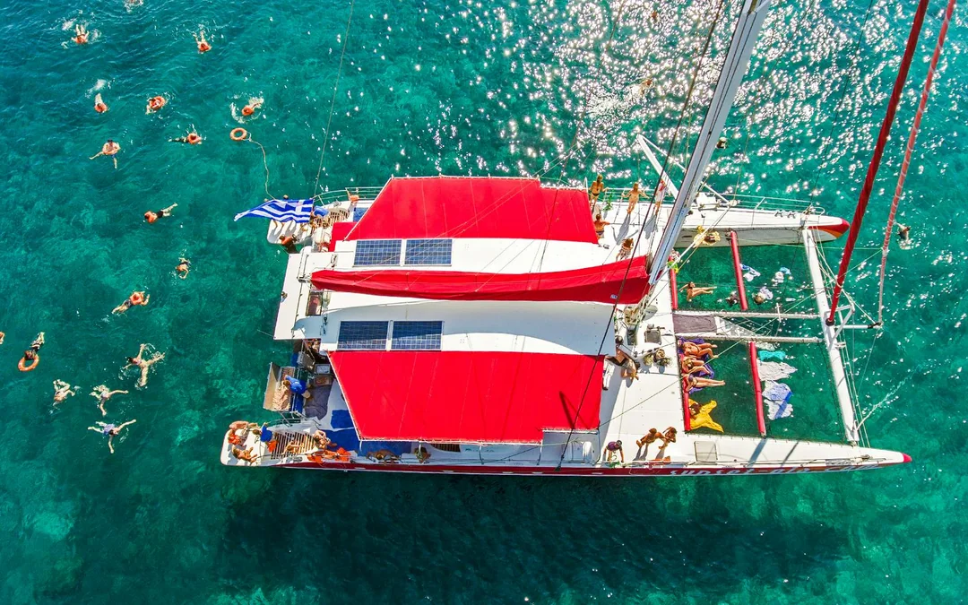 Santorini Daytime or Sunset Catamaran Cruise with Meal Image 2