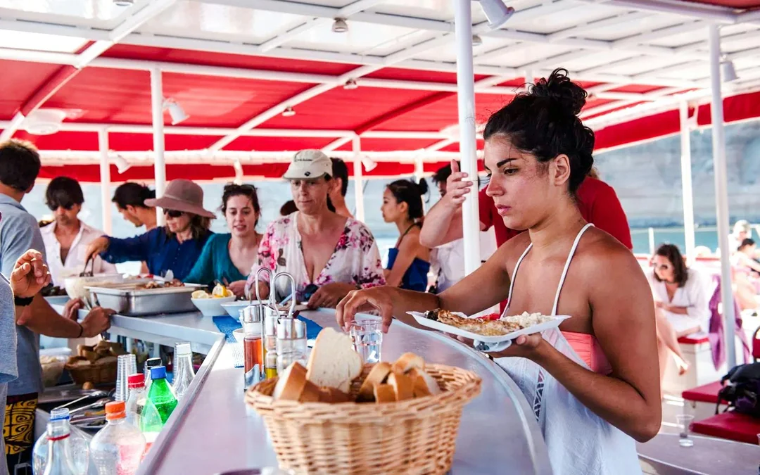 Santorini Daytime or Sunset Catamaran Cruise with Meal Image 5