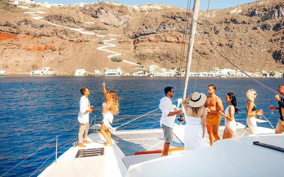 Santorini Luxury Catamaran Cruise with Meal, Drinks & Transfers
 Image 3