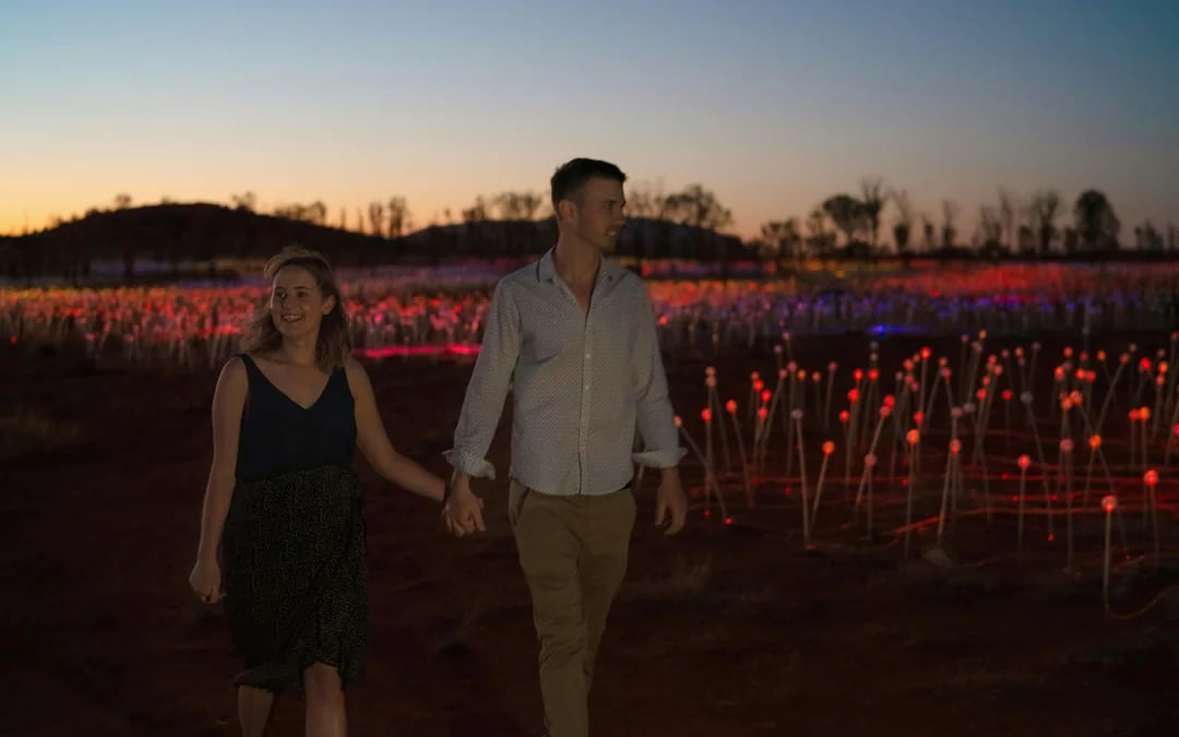 Sunrise Field of Light at Uluru with Beverages Image 4