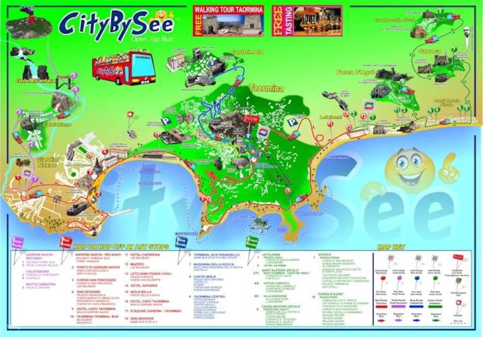 Taormina City by See Bus Ticket - Blue or Red Line