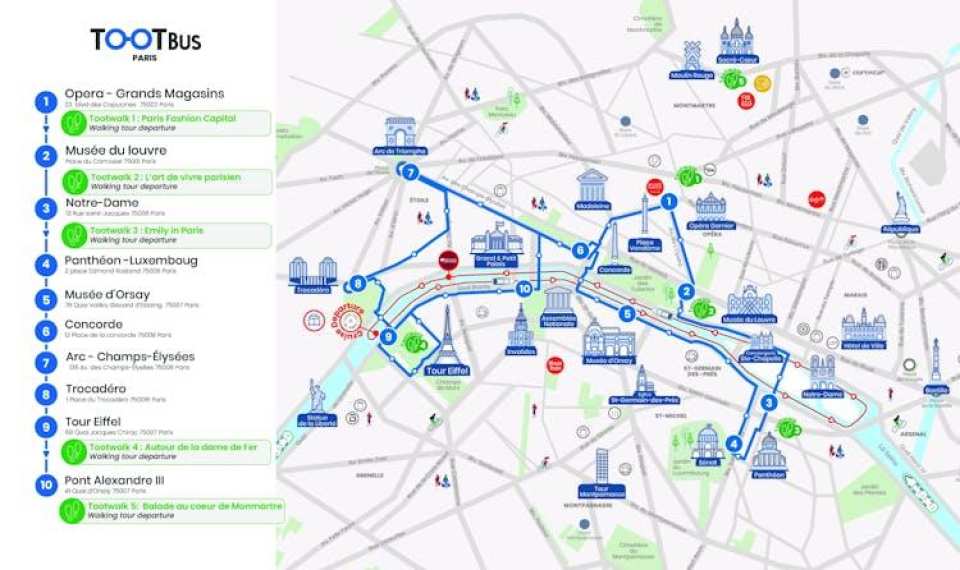 Tootbus must-see Paris hop-on hop-off bus tour with cruise
