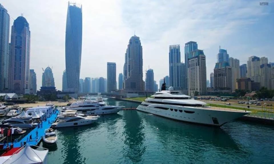Traditional wooden dhow boat dinner cruise in Dubai Marina