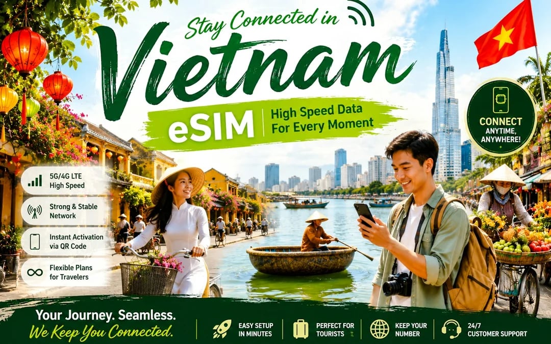 Vietnam Tourist eSIM: 5G Unlimited Data - 3-30-Day Plans Image 3