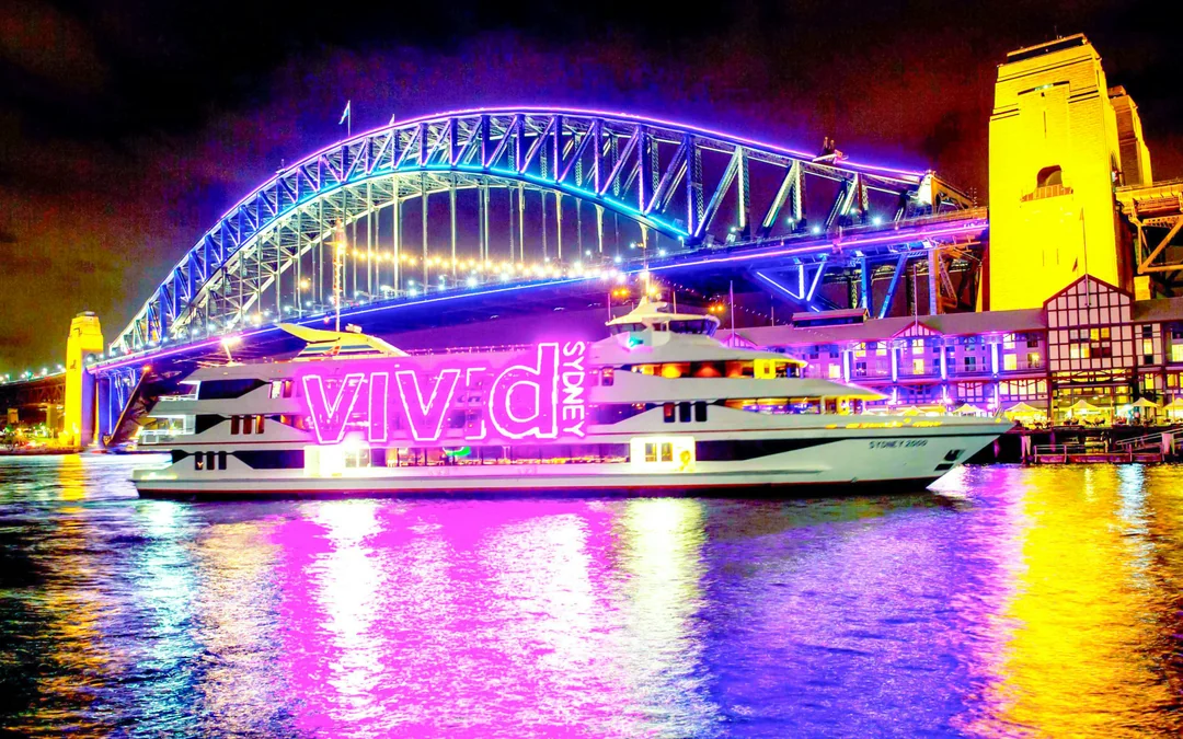 Vivid Sydney 6-Course Gold Penfold's Dinner Cruise with Live Music & Wine Image 3