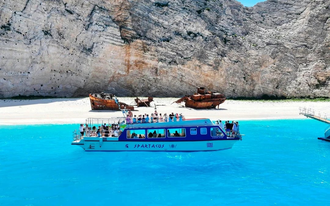 Zakynthos Navagio, Blue Caves & White Beach Glass-Bottom Boat Tour Image 1